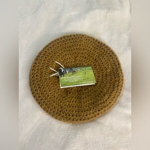 NWT Handmade Alpaca Wool Crochet Beret Hat Brown Spiral Knit Artisan Farm Blend